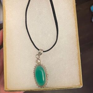 Green Oval Pendant Necklace